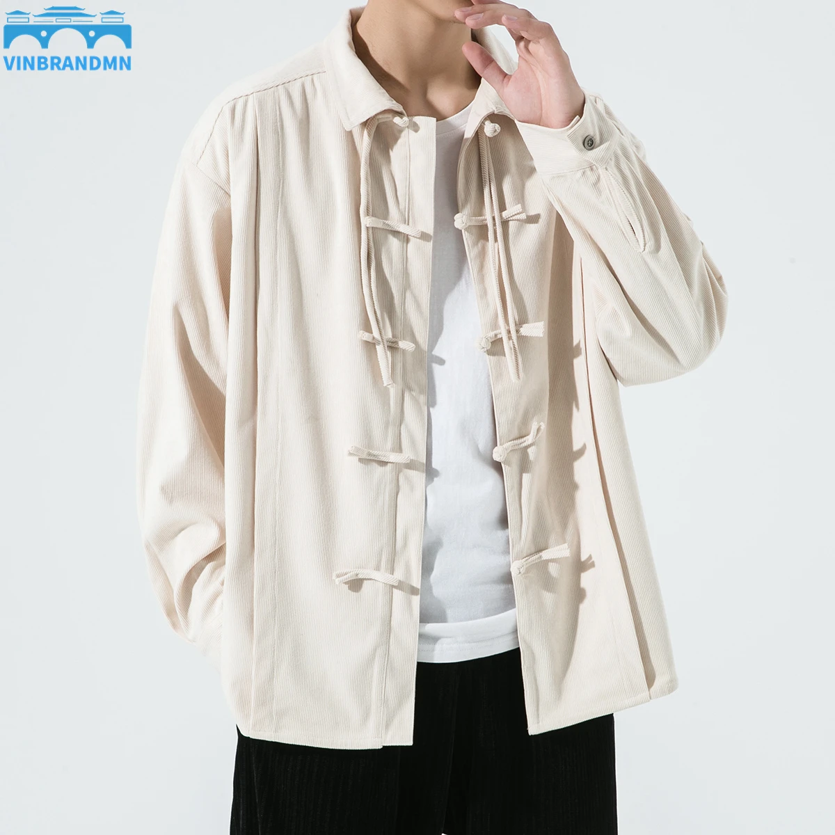 

Traditional Chinese Clothing Personality Long-sleeved Shirt Jacket Mandarin Collar Hanfu Uniform Men's Retro Top Cheongsam Coat