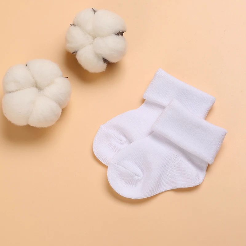 4 Pairs White Baptism Lovely Cotton Baby Socks 0-1 Year Old Newborn Baby Boys And Girls Socks 2