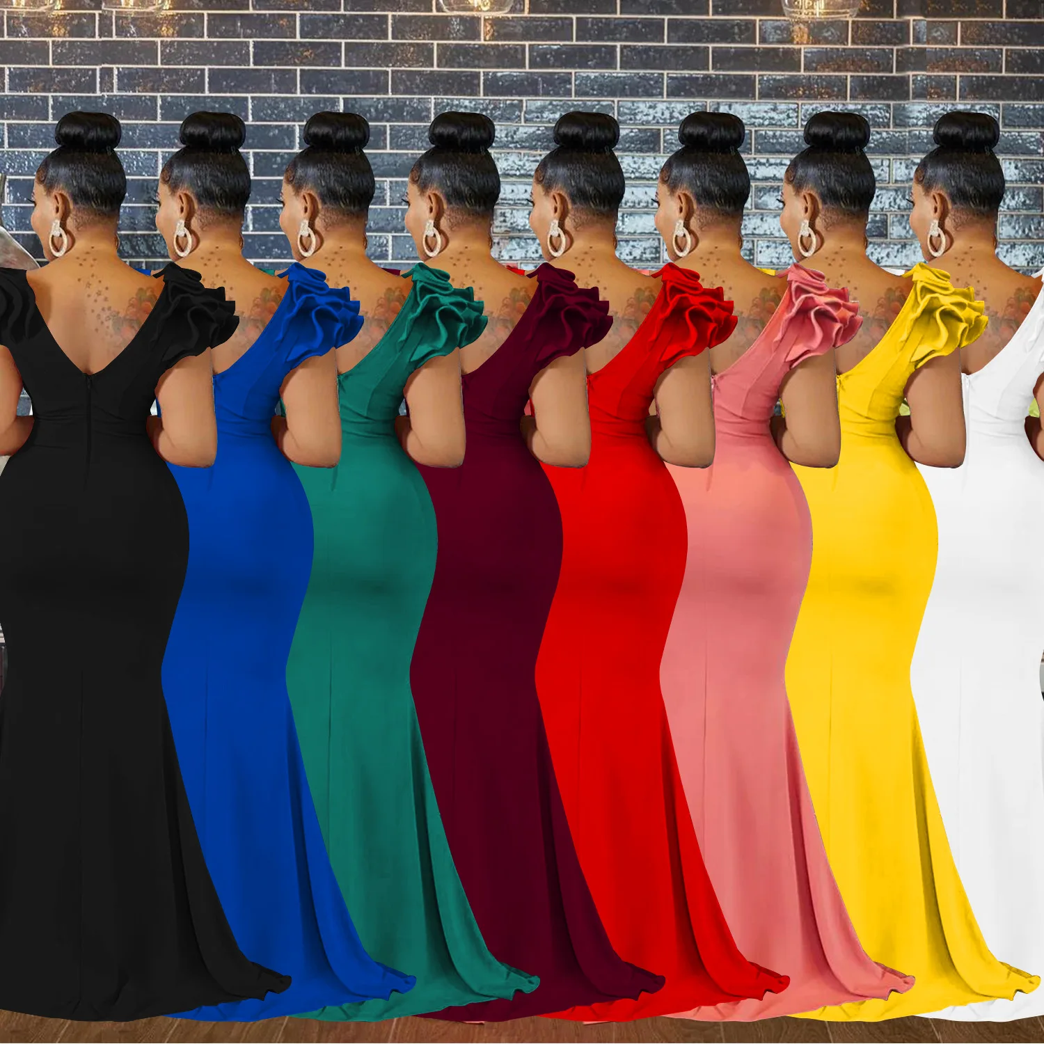 パーティードレス Petal Sleeve Deep V-neck Gown DHgate.com:Deep V Neck Petal Sleeve Maxi Dress for Women