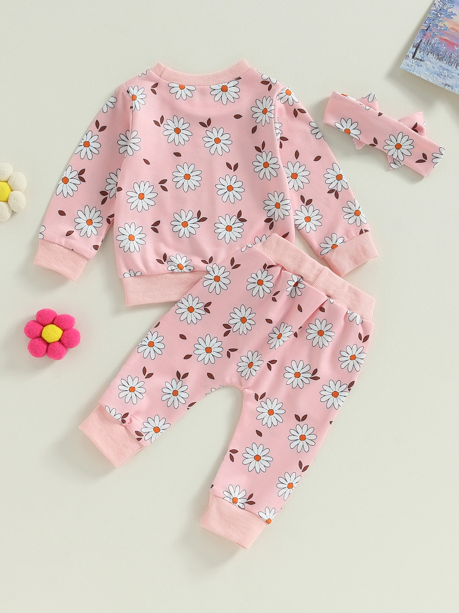 

Милый комплект из свитшота и брюк с цветочным принтом для маленьких девочек-идеальный осенний наряд для 3-24 месяцев-идеальный подарок для новорожденных