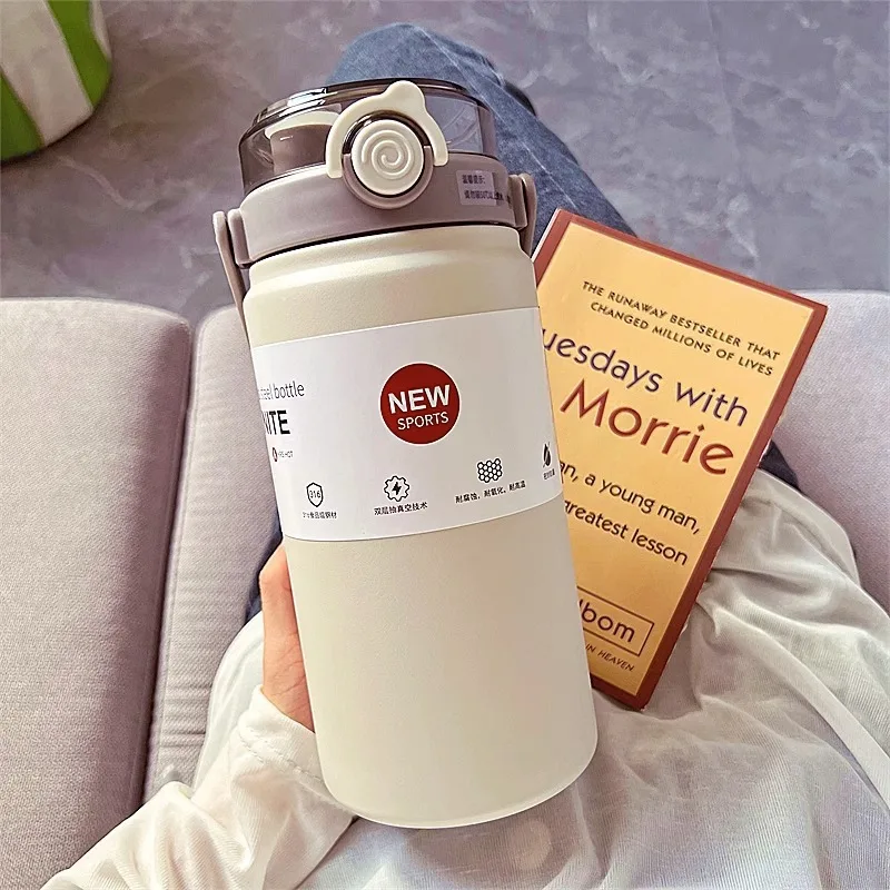 Stainless Steel Insulated Thermal Bottle with Straw - Portable Hot & Cold Beverage Thermos Cup