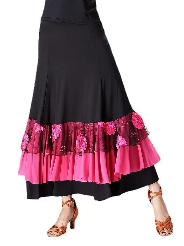 Women Flamenco Ballroom Practice Dress Spanish Fancy Belly Dance