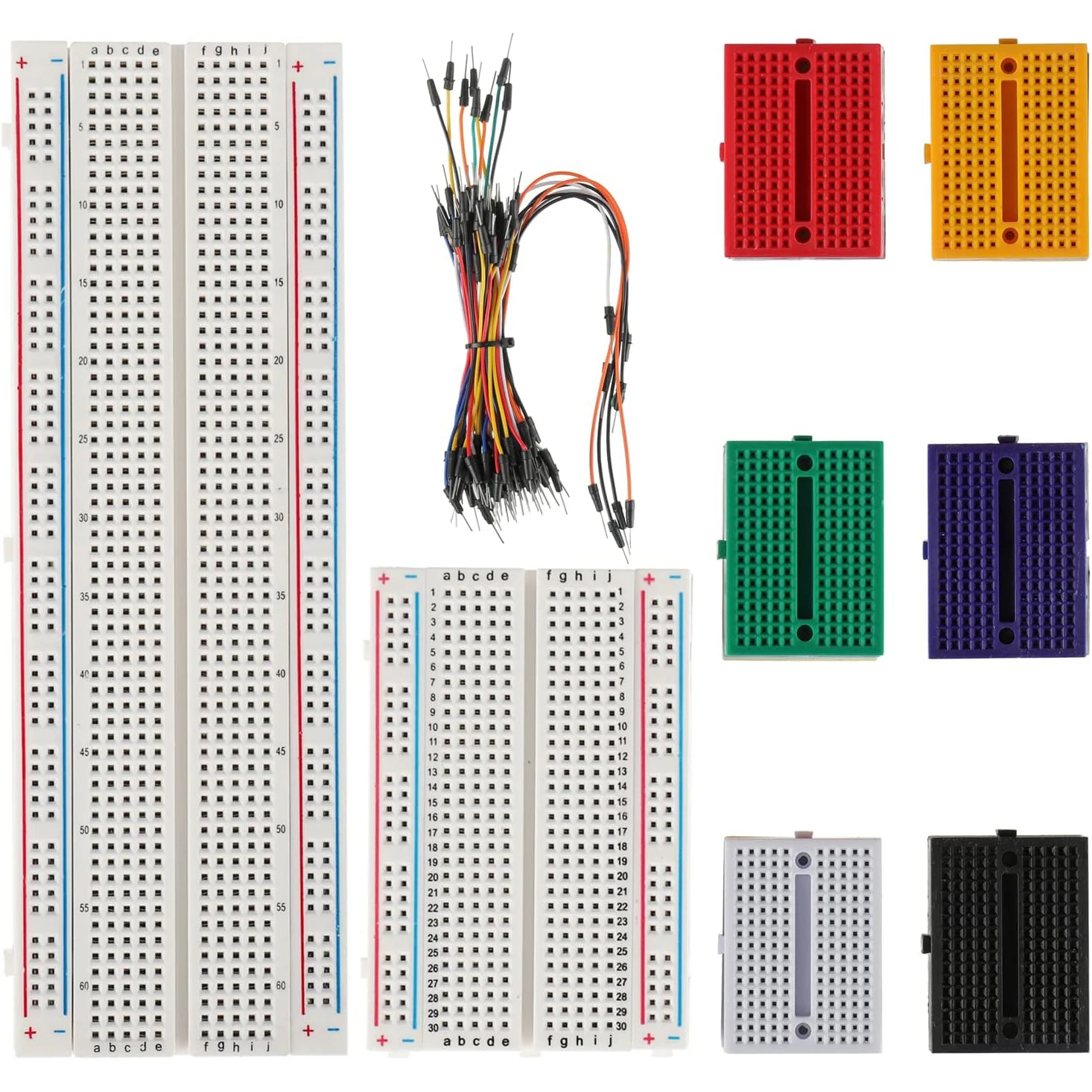 1Pcs 803 + 1 Pcs 400 Tie Points Solderless Breadboard + 65 Pcs Flexible Breadboard Jumper Wires 6PCS 170 Points Mini Solderles