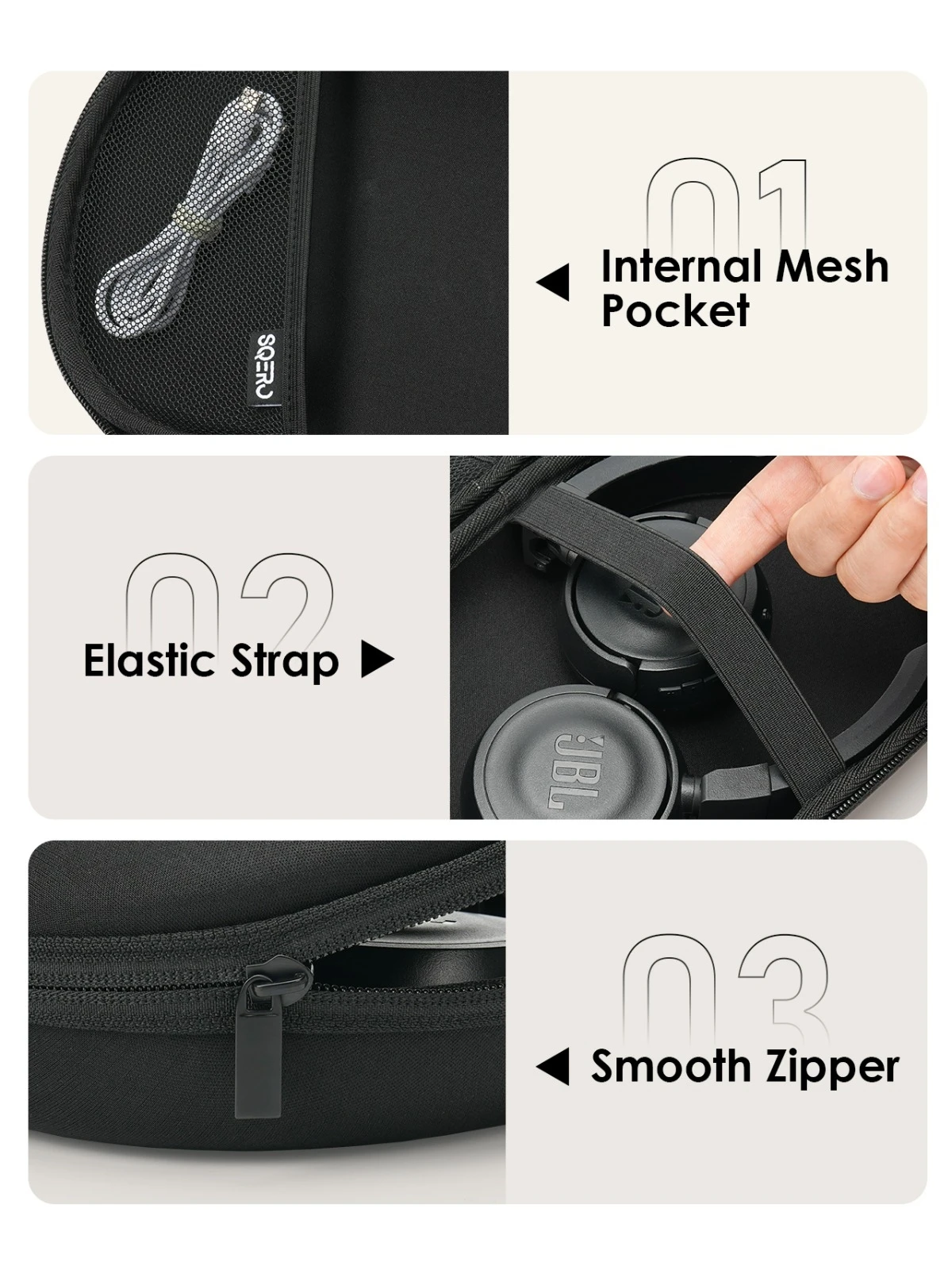 Semi-Foldable Headphones Hard Case for Sony WH-1000XM4, Soundcore Q30, Bose QC Ultra, Shockproof EVA Shell Travel Storage Bag