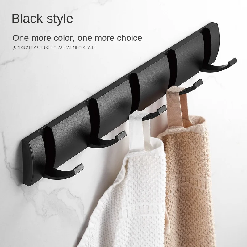 

Robe Hooks Folding Towel Hanger Nail Free Installation Wall Hooks Coat Clothes Holder Black Golden for Bathroom Back Door Hook
