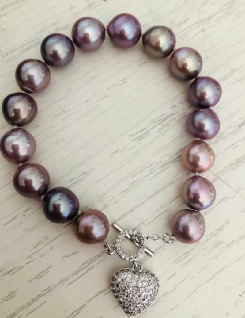 

Gorgeous 11-13mm South Sea Lavender Baroque Pearl Bracelet 7.5-8"