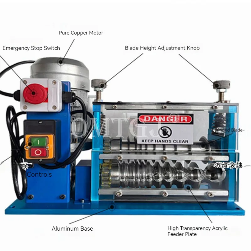 Electric Wire Stripping Machine 1.5-38mm Cable Stripper Copper Peeler For Copper Aluminium Wire Recovery 370W 750W
