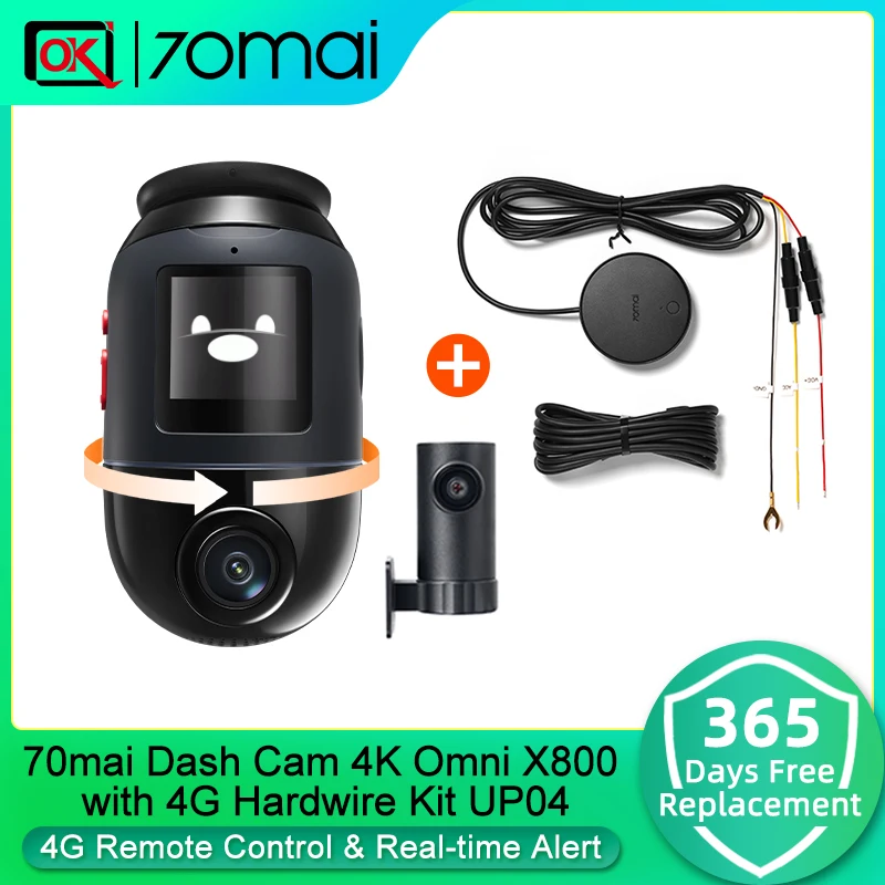 70mai Dash Cam 4K Omni X800 HDR 360° Rotating Dual-Channel