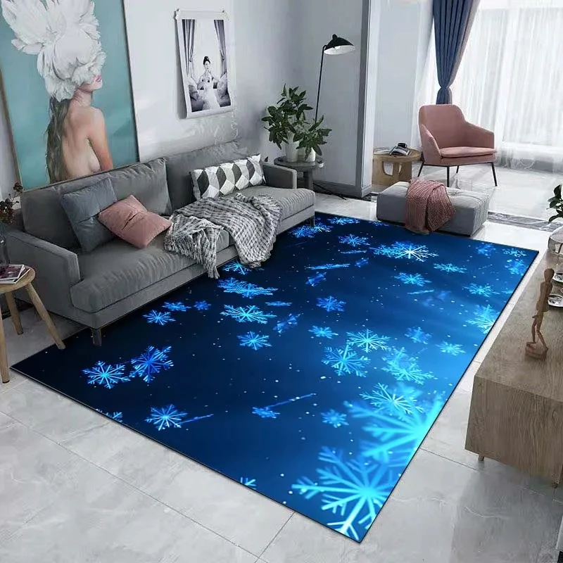 

3D коврик с рисунком льда и снежинок, коврик для рождественской зоны, прикроватный напольный коврик для гостиной, спальни, домашний декор, Настенный Коврик