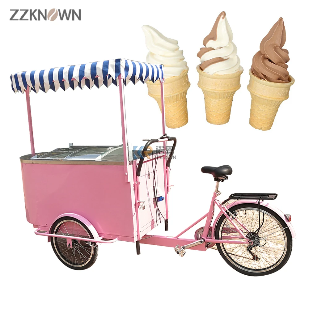 Oem Mobile 3 Ruote Gelato Cargo Bike Elettrico Solare Vending Tricicli Cibo Trike Cooler Frigorifero Carrello