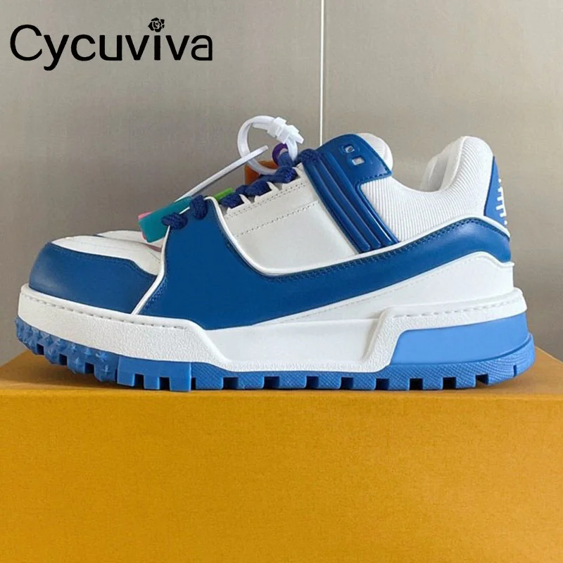 

Quality Platform Sneakers Women Men Thick Sole Lace Up Running Shoes For Male Unisex Mixed Color Casual Flat Shoes Woman 2023
