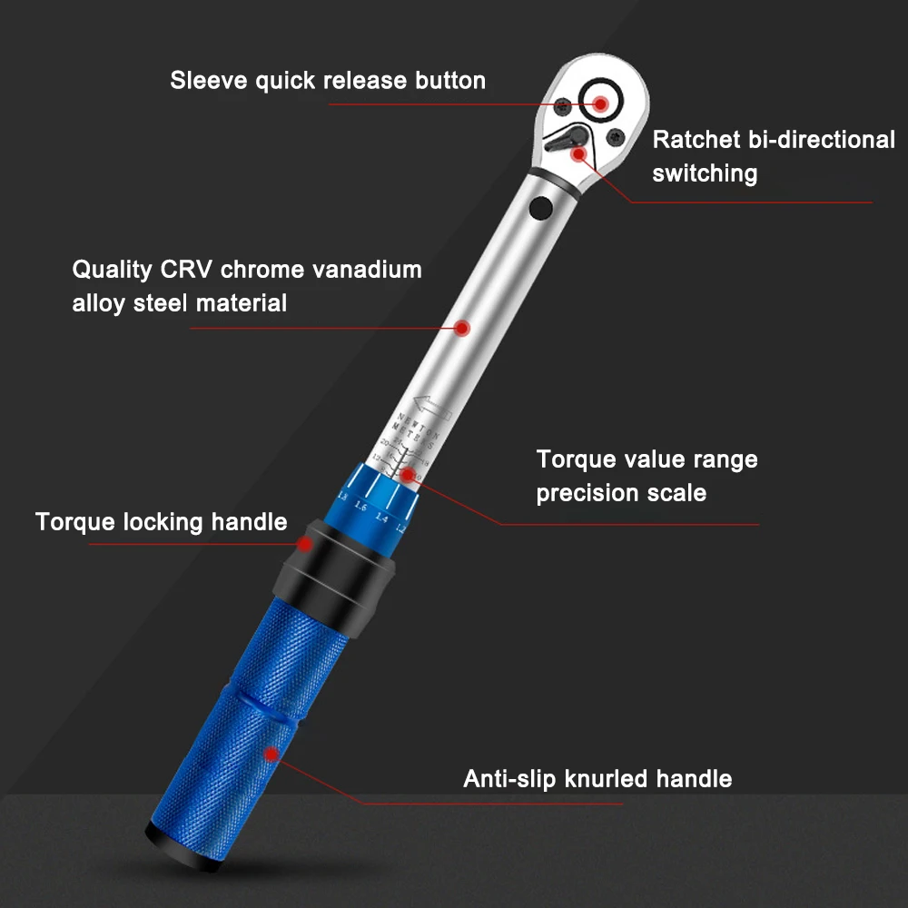 16PCS Torque Wrench High Precise Torque Preset Wrenches 2-24N.m Torque Adjustable 1/4inch Ratchet Wrench Car Repairing Tool 3