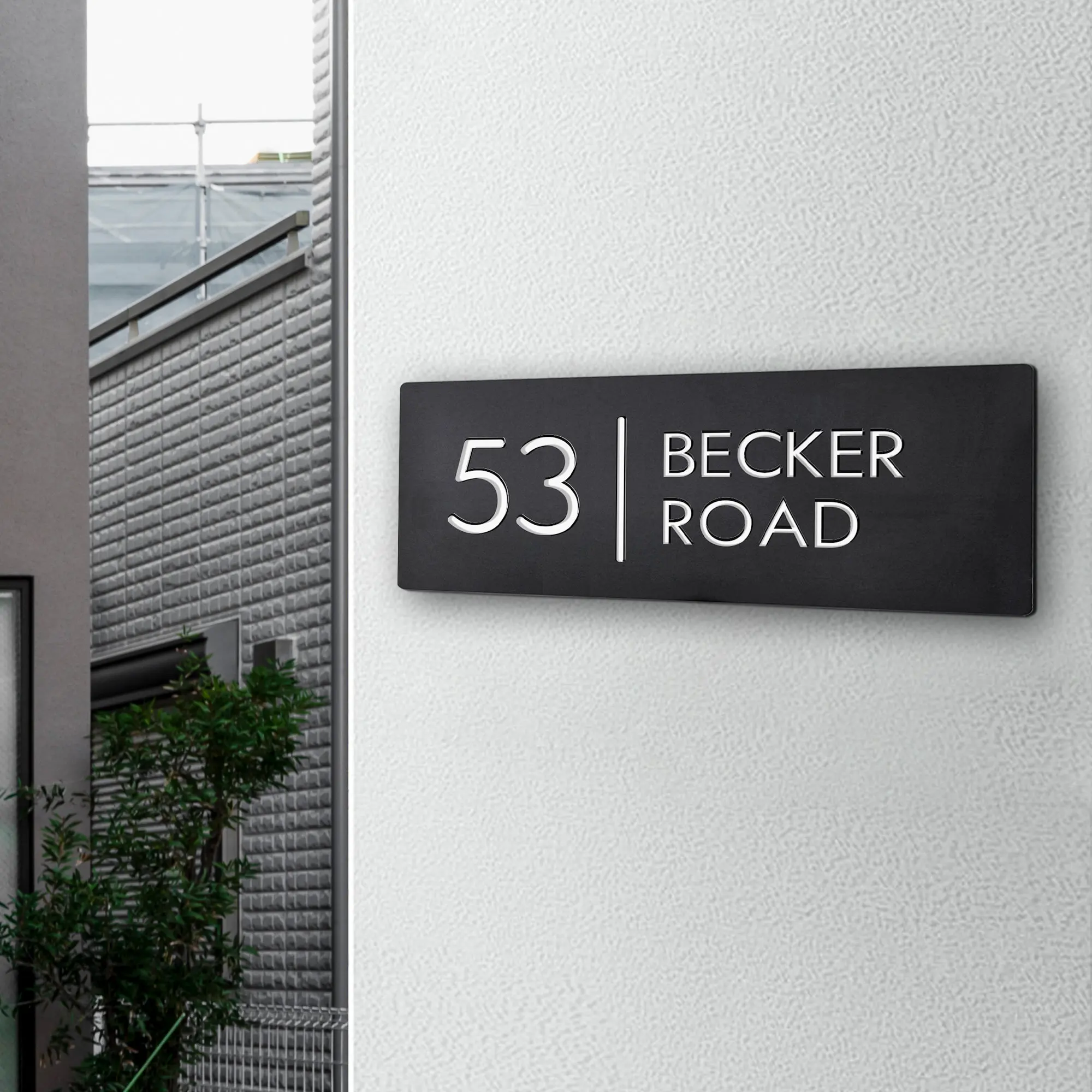 

Customized Personalized Laser Cut Acrylic Modern House number Address Contemporary Street Address Sign Hotel Optional Mailbox