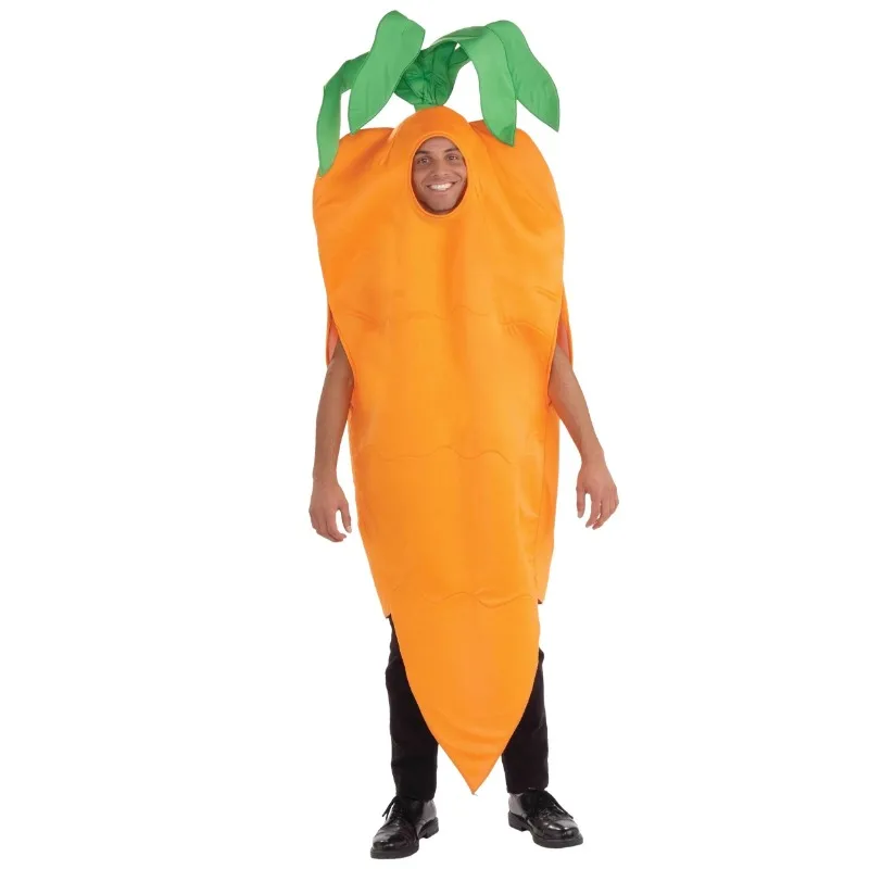 

Hot Sale Men's Adult Carrot Cosplay Costume Orange Vegetables and Food Outfits for Halloween Funny Dres Up Jumpsuit