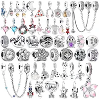 NEW Sparking Dog Cat Rabbit Charm Snowflake Bead Clip Fit Original Silver Bracelet DIY Jewelry Gift Dolphin Bell Baseball Dangle
