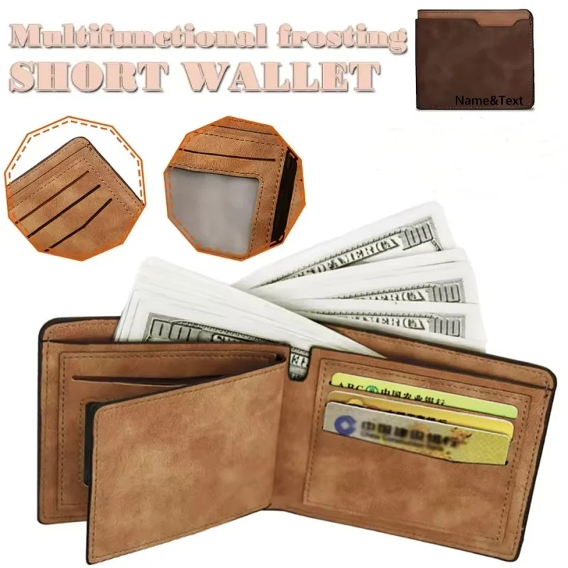 Personalized Vintage-Style Brown Faux Leather Wallet