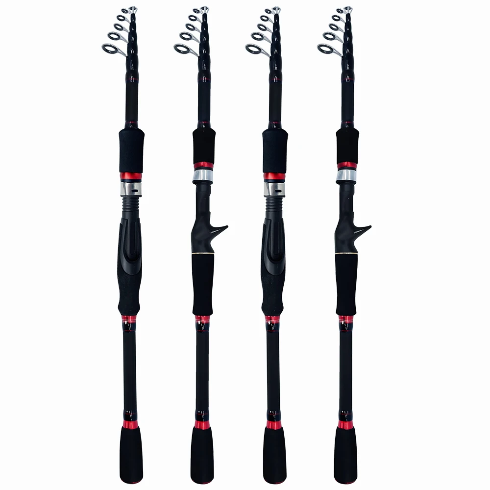 

New Telescopic Lure Rod 1.8M 2.1M 2.4M 2.7M Carbon Fiber Red Spinning Casting Rod Fishing Pole Tackle
