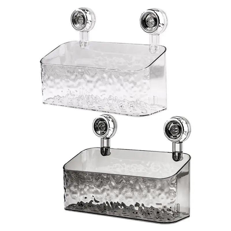 

Clear Shower Caddy Suction Cup Luxury Style Glacier Pattern Suction Cup Shelf Punch Free Sorting Box Removable Shower Shelf