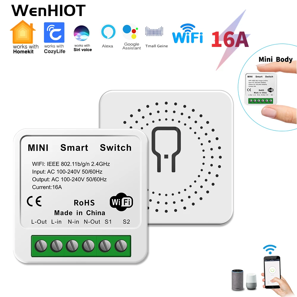 Homekit DIY Smart Switch MINI Remote Control Wifi Switch Automation Module Support An External Work with Alexa Google Home light switch brass