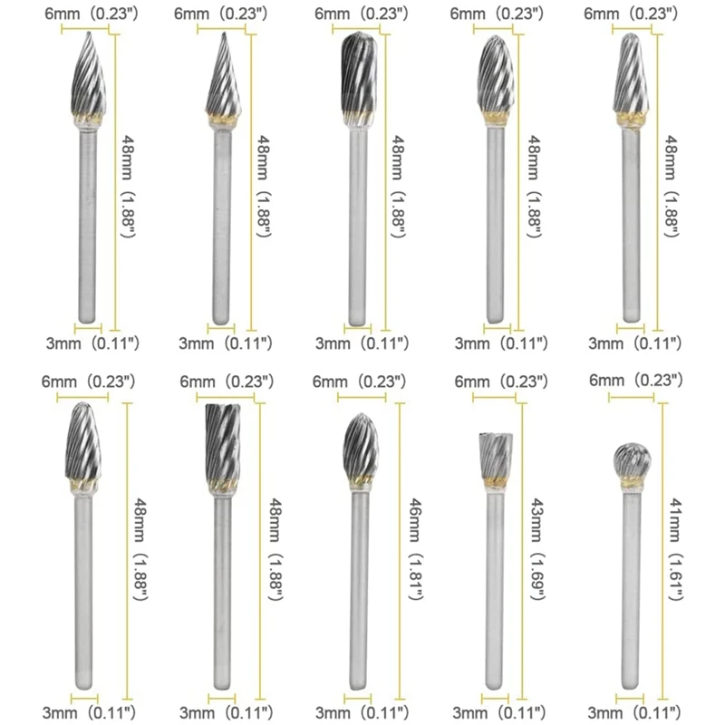 Carbide Burr Set with Rotary Router Bits 20Pcs Die Grinder Bits 1/8Inch Shank Rotary Burr Set for Woodworking,Drilling wood pellet machine