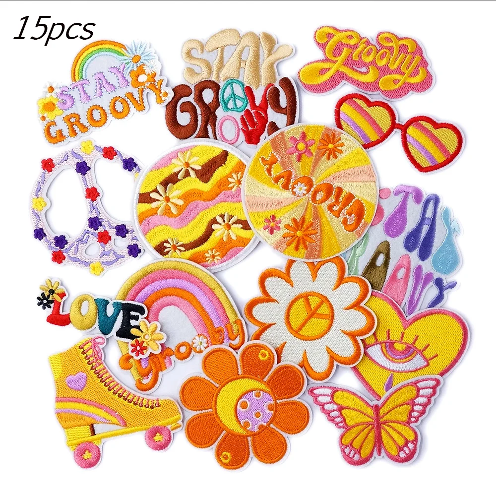 

15Pcs Butterfly Flower Rainbow Patches Embroidered Applique Sewing Clothes Accessories Apparel Sewing Supplies Patch Decoration