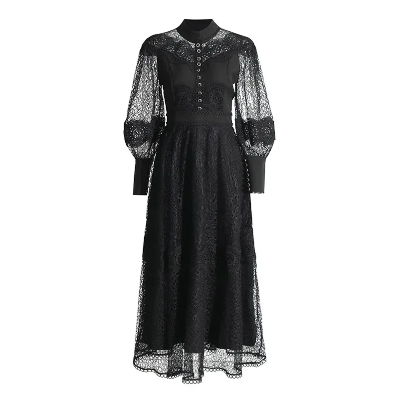

Elegant Classical Style Embroidery Lace Waist-slimming Long Dress for Women