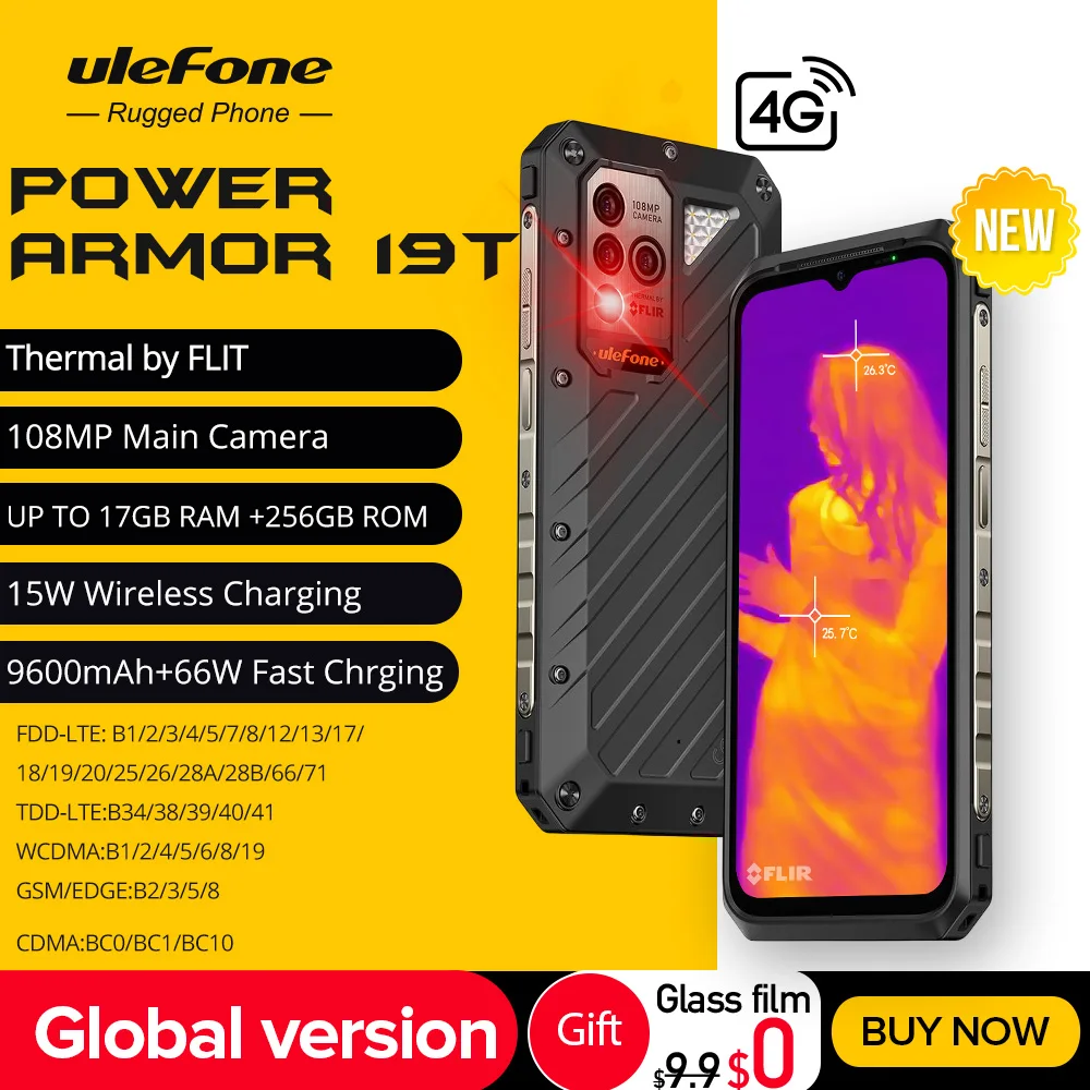 Ulefone Power Armor 19T Termocamera Flir®Telefono Robusto 17Gb Ram + 256Gb Rom Helio G99 Smartphone Android 66W Mobile