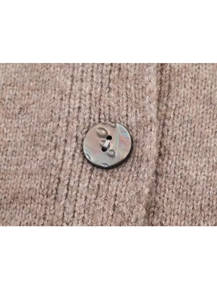 Autumn Women's Knit Button-Front Cardigan Long Sleeve O-Neck Solid Color Sweater Coat Fashion Ladies Casual Street Knitwear