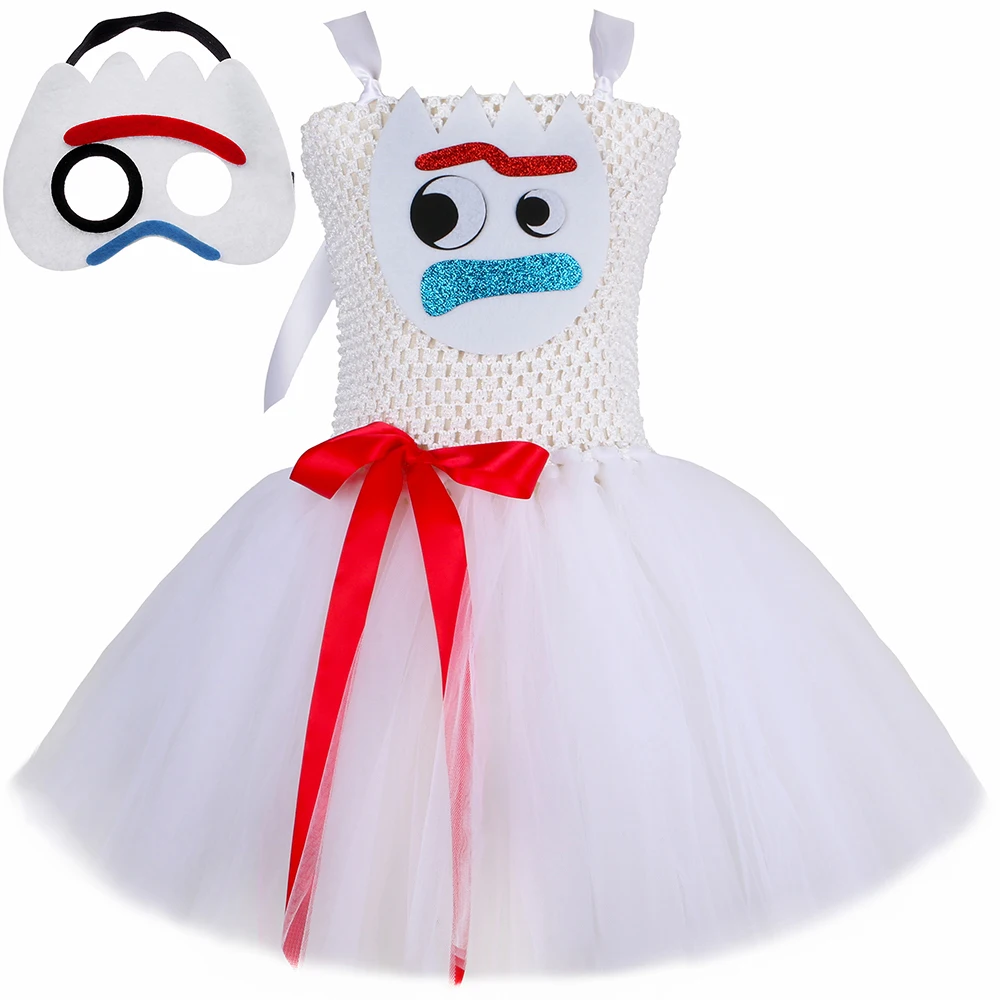 Giocattolo Forky Dress Cosplay Anime Halloween Costume Per Bambini Vestidos Carnival Party White Cartoon Tutu Princess Dress Girls Clothes
