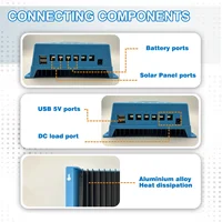 Chargeur solaire POWLSOJX MPPT 60A/80A/100A sélectionnable, double USB et protection en 3 étapes pour réverbères/systèmes d'alimentation domestique 3