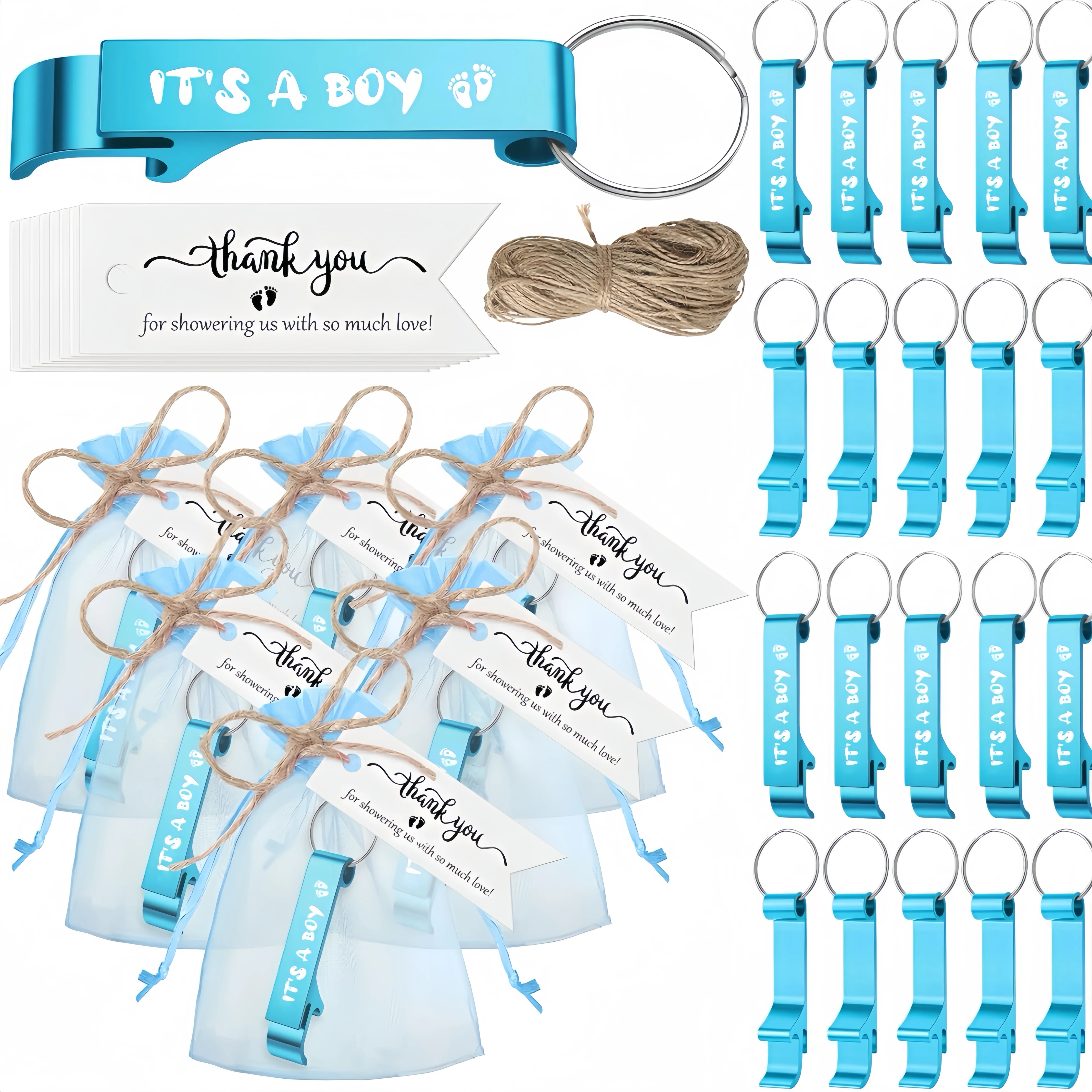 25-100Sets Bottle Openers Keychain Baby Shower Favors Birthday Thank You Gifts for Gender Reveal Party Souvenir