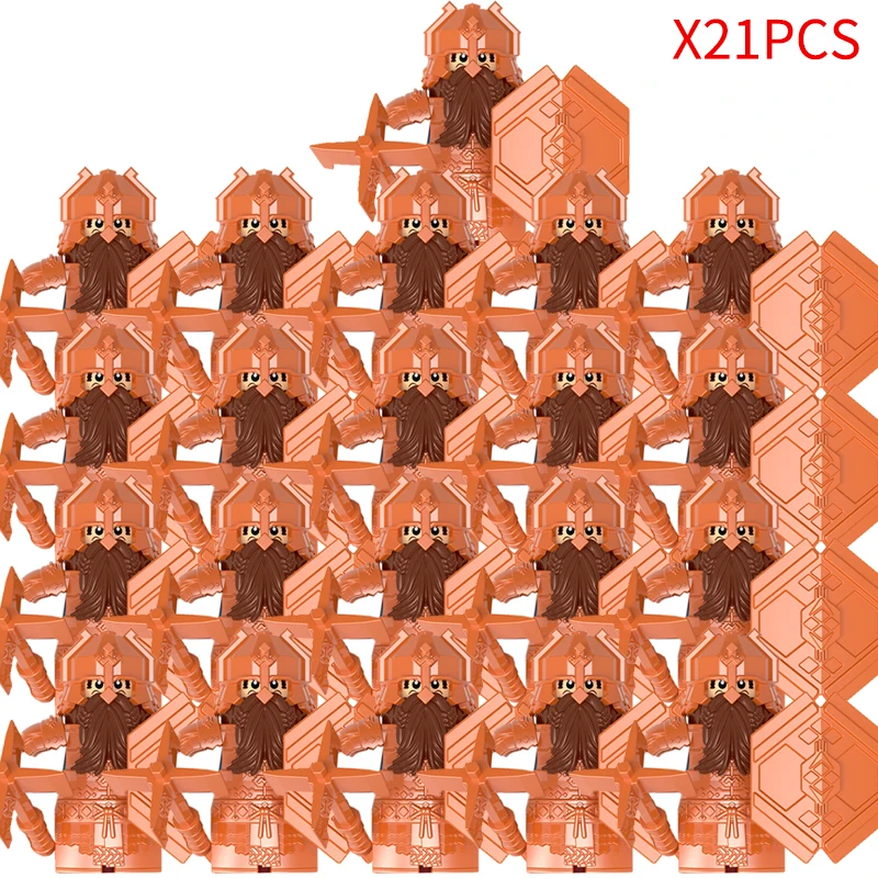 Medieval Fantasy Dwarf Warrior Leader Building Blocks Set