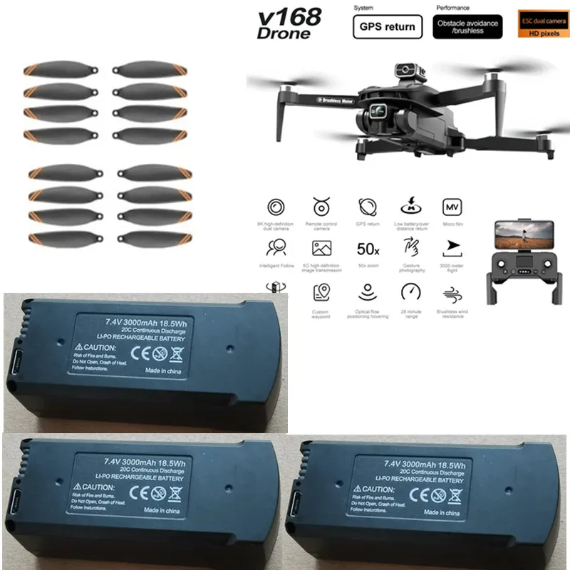 Batería Lipo De 3.7 V 2600 MAh, Batería De Dron RC 3 Piezas Para E88 Sin Escobillas S13 S1 APP8GPS RC UAV, Batería Recargable De Dron Con Funda De Plástico, Fácil