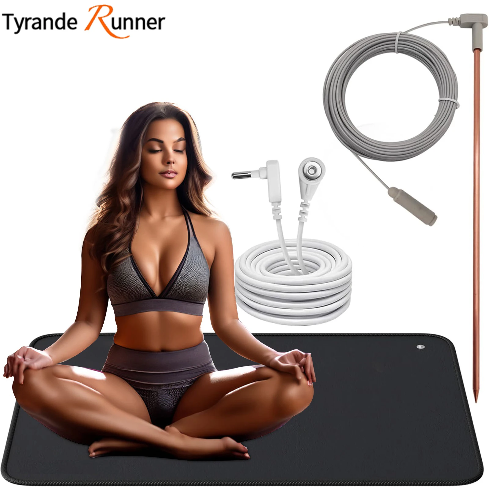 60X90CM Grounding Mat with Copper Grounding Rod Connect to Earth EMF Recovery,for Foot Therapy, Conductive Sleep Mat