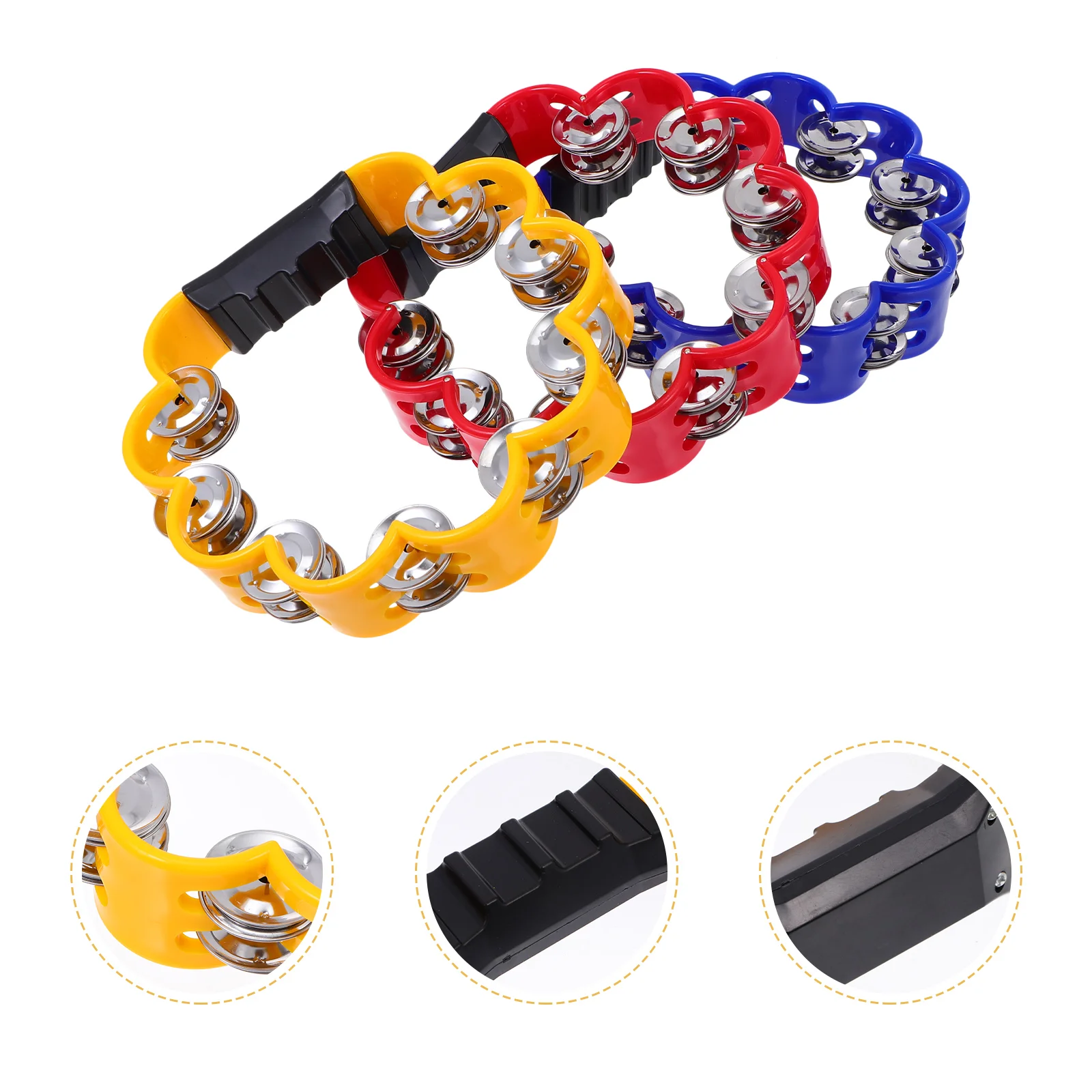 3 Pcs Hub Ring Hand Bell Handle Jingle Bells Playthings for Kids Musical Rhythm Tambourines Handbells Shaking