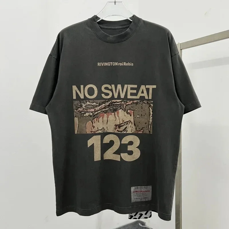

Винтажная летняя серая футболка большого размера в стиле Хай-стрит, Винтажная футболка из 100% хлопка, Классическая футболка с принтом логотипа RRR123