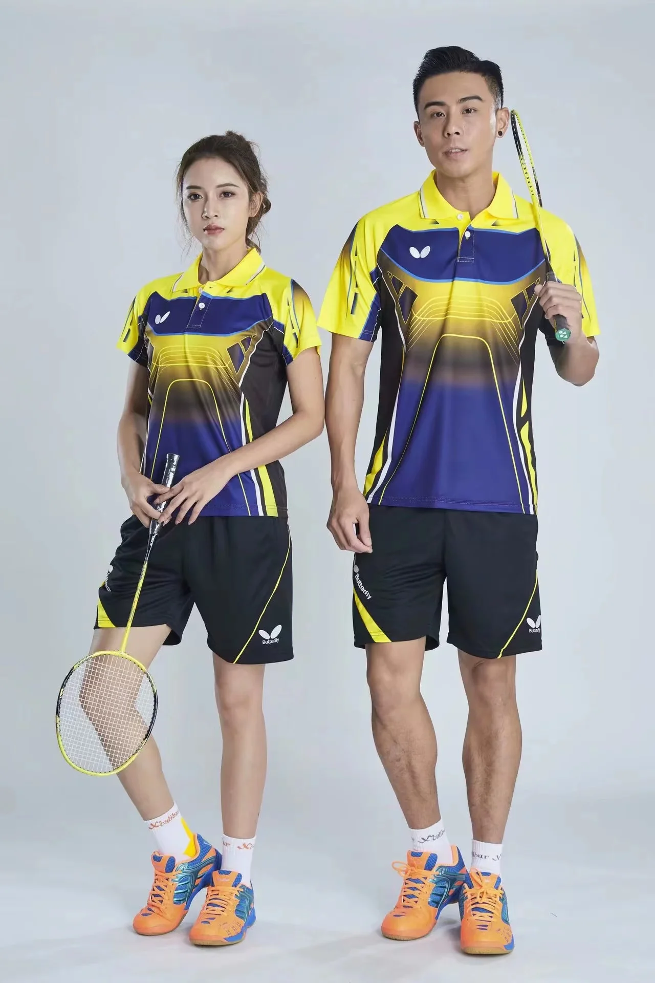 Custom butterfly table tennis T-shirt for men and women quick drying breathable lapel half sleeve badminton training clothes