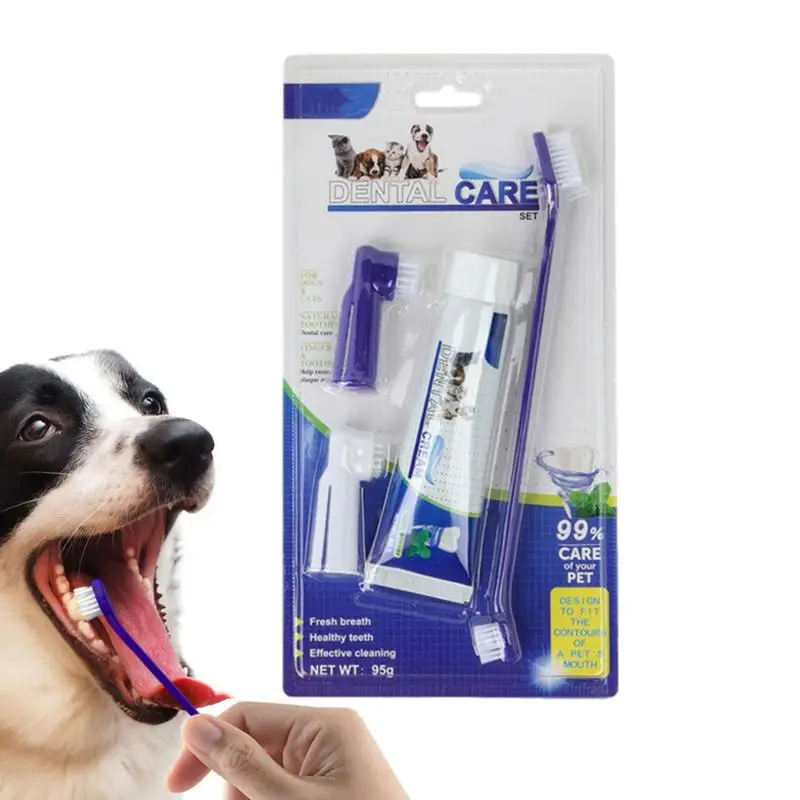 

Pet Toothbrush Set Pet Supplies Dog Toothpaste Toothbrush Oral Care Set for Cats and Dogs Vanilla Beef Finger Toothbrush Set