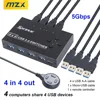 MZX USB Switch Selector KVM Switcher 3.0 Hub 3 0 KM 4 Computer Host Share 4 USB Devices for Keyboard Mouse Printer KVM Switch 1