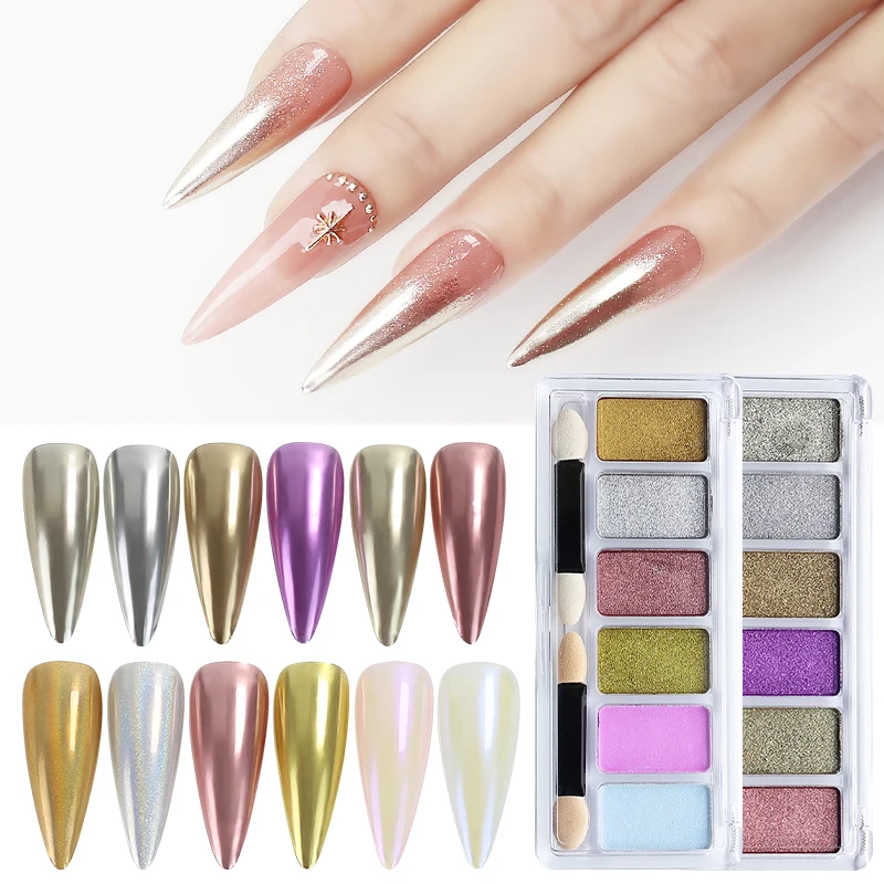 Dazzling Silver/Pink/Gold Nail Holo Grade Glitter Holographics Laser Aurora Solid Mirror Nail Powder Gel Polish Pigment Art