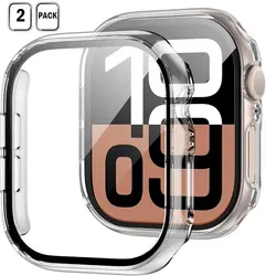 Premium Glass Screen Protector and Bumper Cover Set for Smartwatches (2 - Pack) (Clear Clear)