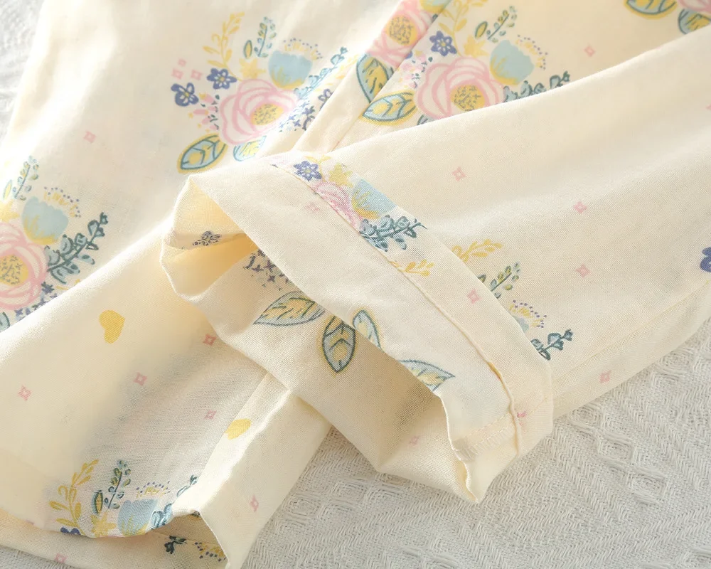 2024 Japanese Spring and Autumn New Women's Pajama Set 100%Cotton Ladies Printed Long Sleeve Pants Two Piece Home Furnishing Set