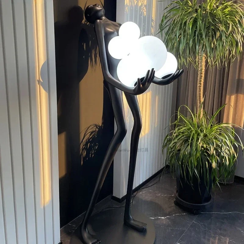 

LBX Humanoid Statue Sculpture Floor Lamp Long Arm Ball Exhibition Hall Hotel Sales Office Decoration Floor Lamp