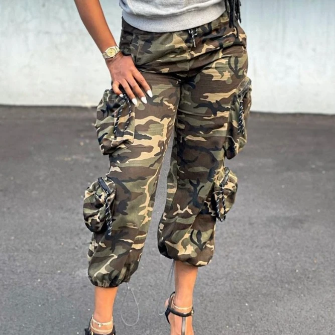 

Women's Fashion Spring Pants Casual Popular Youth Sports Pants Unique Camouflage Casual Work Bag Pants