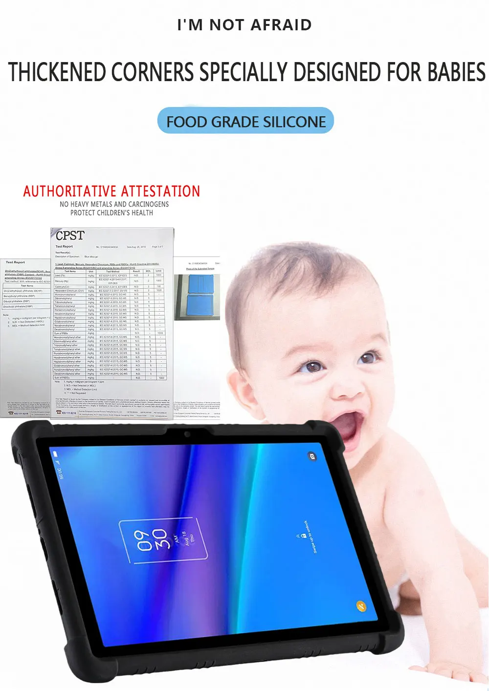 étui debout antichoc en silicone pour tablette housse de coup de pied étui pour tab le tab tab pouces