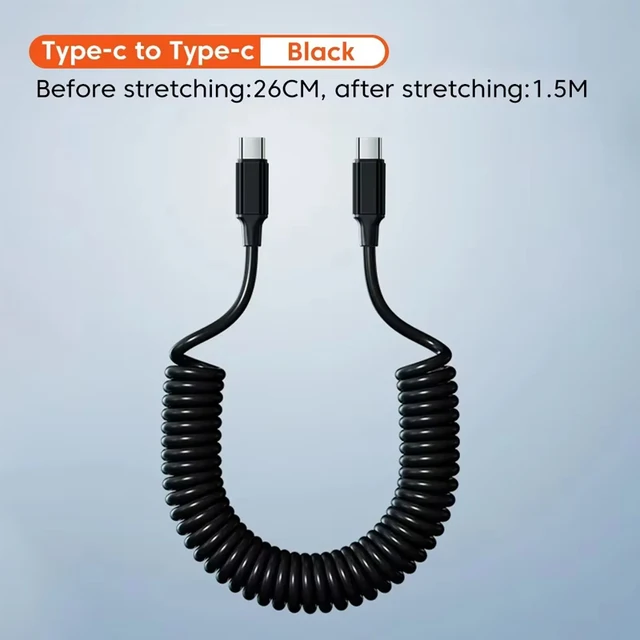 1.8M PD 60W Fast Charging Spring USB C to Type C Cable For 15 Pro Max Samsung Xiaomi Huawei Phone Charger Type-C Cables 11