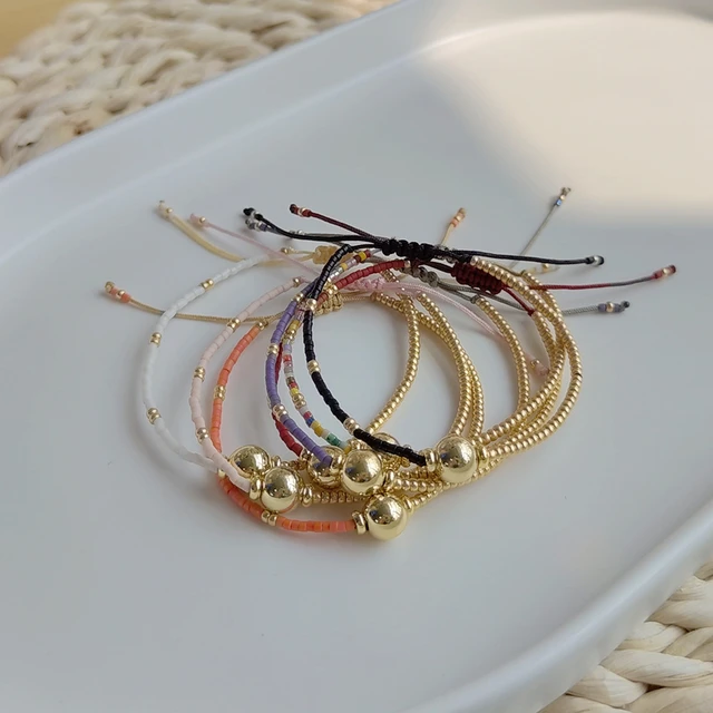Rainbow Bracelet Seed Bead Jewelry. Japanese Delica Glass Beads