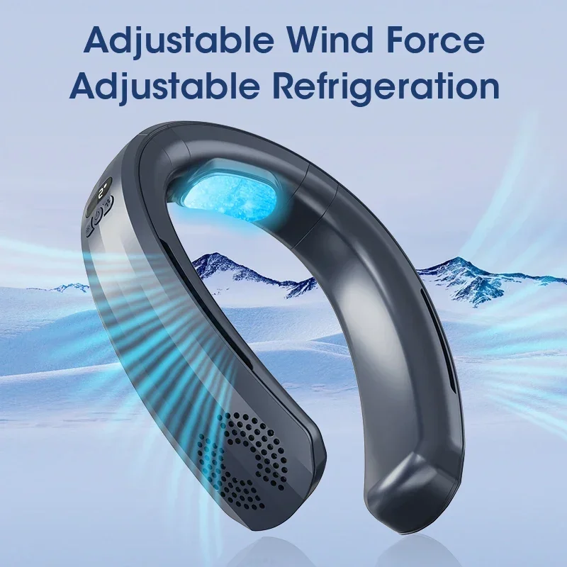 Portable Hands Free Wireless Neck Fan 4000mAh USB Rechargeable Bladeless 3-Speed Silent for Office Outdoor Travel