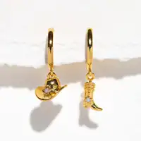 YEEVAA WILD WEST Cowboy Hat and Boots Hoop Earrings Women's Piercing Hypoallergenic Dangle Earrings Jewelry Christmas Gift 1