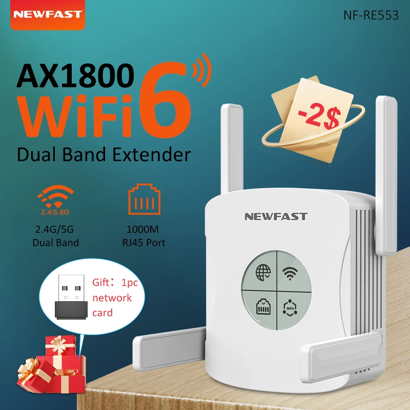 Ripetitore Wifi6 Ax1800/Ax1200 Amplificatore Router Wifi 2.4/5.8Ghz Segnale Estensore A Lungo Raggio Ripetitore Wireless Ripetitore Oled Domestico